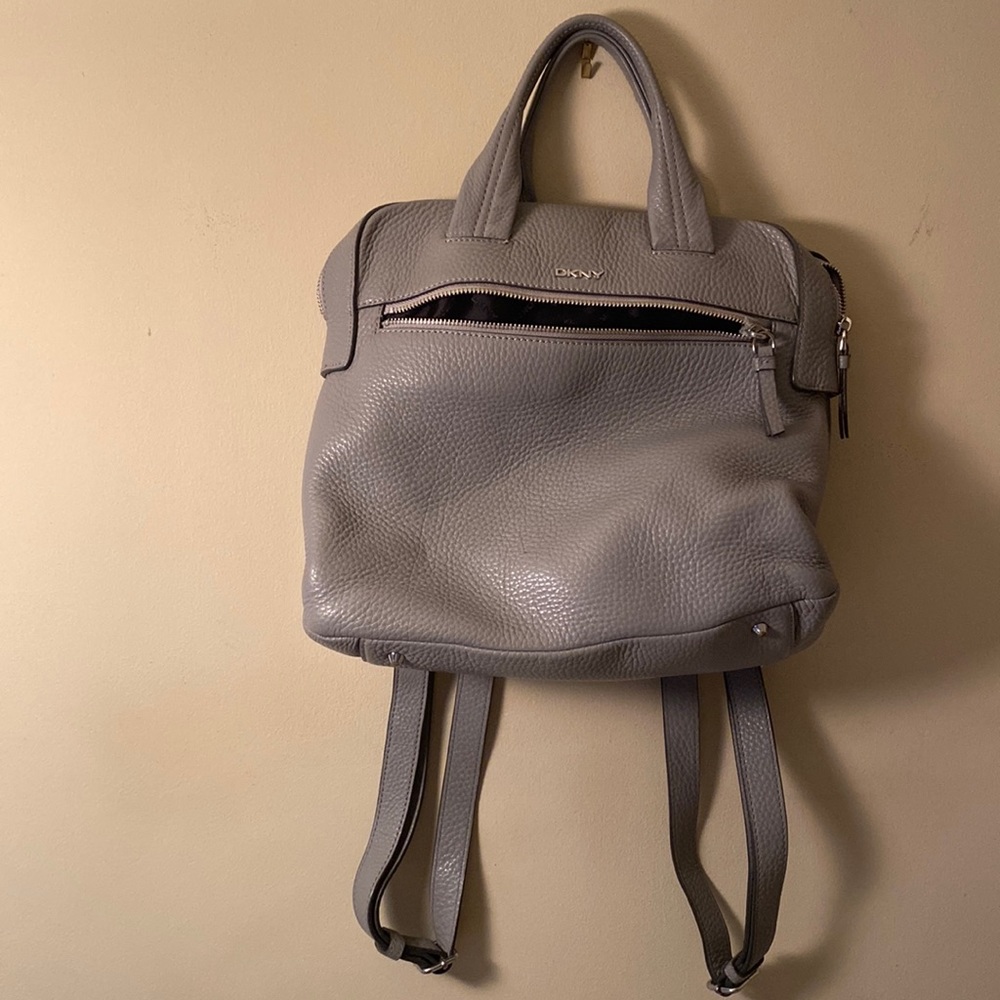 DKNY Grey Pebble leather spacious backpack